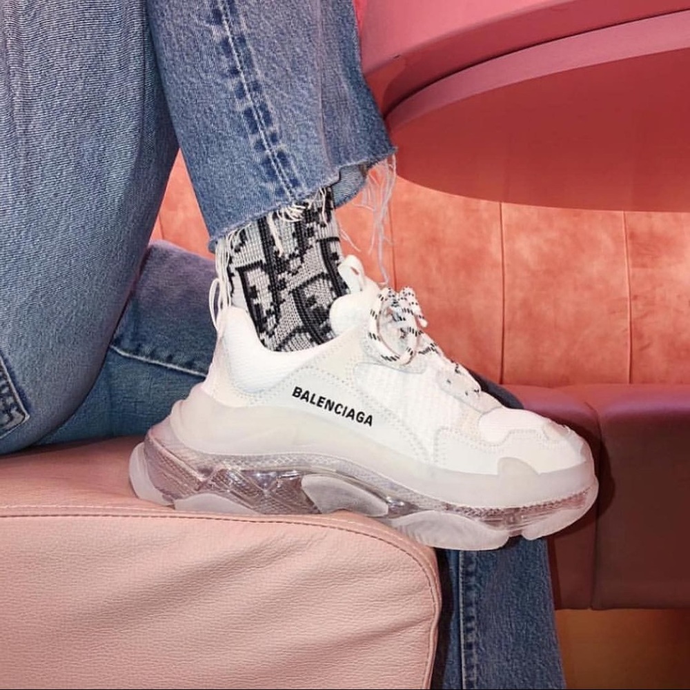 Balenciaga Women’s Triple S Clear Sole in White
